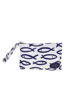 Pochette Mare Bianca con Stampa Pesci Selun beach SUI 261021