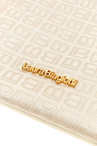 Goldene Clutch Bag mit geprägtem Monogramm und Reißverschluss Laura Biagiotti LB26S-284-1/G