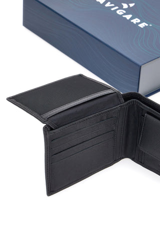 Set Cofanetto cintura e portafoglio nero in vera pelle Navigare PR008-1