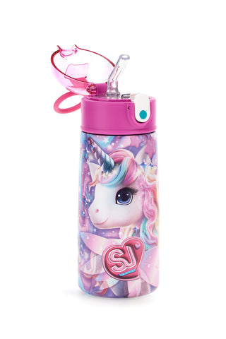 Borraccia termica rosa con cannuccia SJ Girl Unicorno