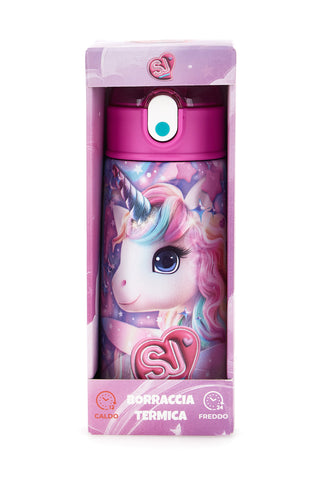 Rosa Thermosflasche mit Strohhalm SJ Girl Einhorn