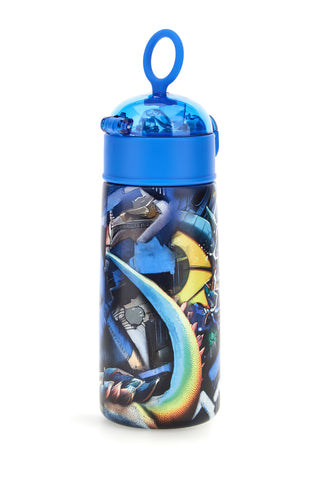 Blaue Thermosflasche mit Strohhalm SJ Gang Dinosaurier