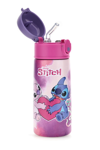Borraccia termica rosa con cannuccia Disney Stitch