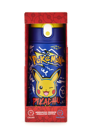 Blaue Thermosflasche mit Pokémon-Pikachu-Trinkhalm