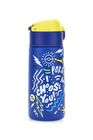Blaue Thermosflasche mit Pokémon-Pikachu-Trinkhalm