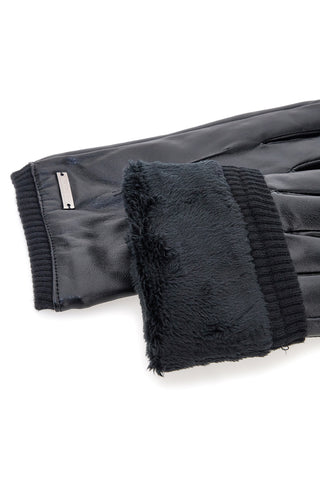 Schwarze Handschuhe mit Fell Gianmarco Venturi 33025