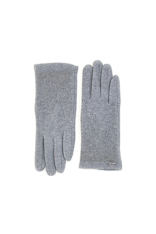 Graue Handschuhe mit Strasssteinen von Gianmarco Venturi CLASS 62682