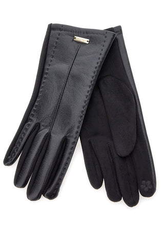 Elegante schwarze Touchscreen-Handschuhe in Lederoptik von Biagiotti LB25W910-20