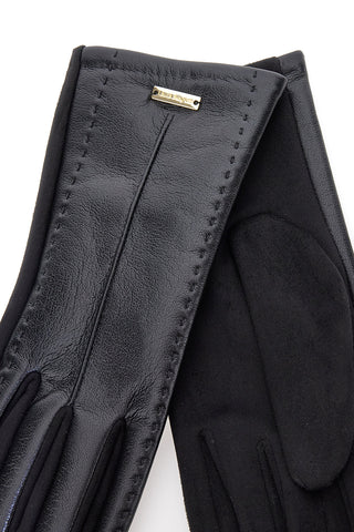 Elegante schwarze Touchscreen-Handschuhe in Lederoptik von Biagiotti LB25W910-20