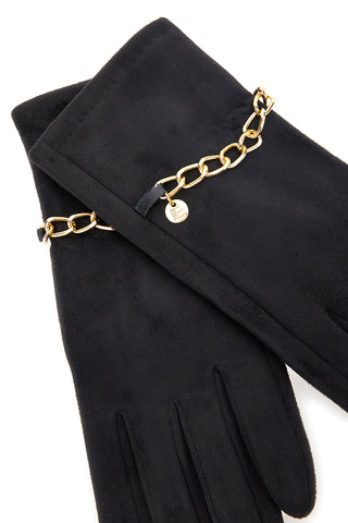 Guanti neri con catena e touch screen Biagiotti LB25W905-20