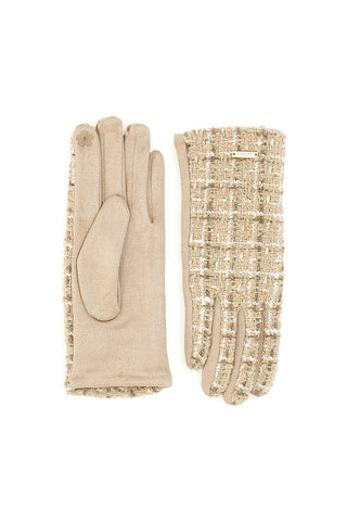 Beige Tweedhandschuhe mit Biagiotti LB25W907-20 Touchscreen