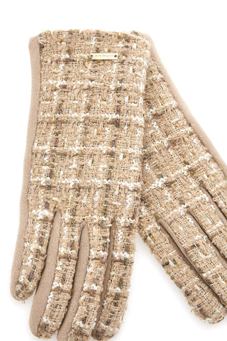 Beige Tweedhandschuhe mit Biagiotti LB25W907-20 Touchscreen