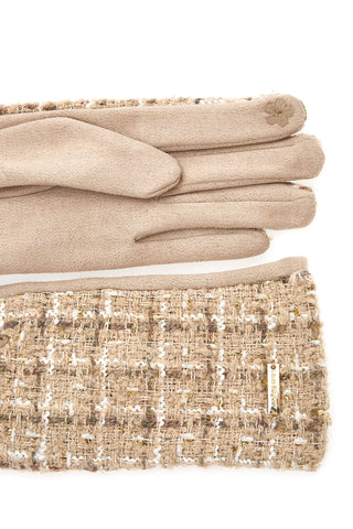 Beige Tweedhandschuhe mit Biagiotti LB25W907-20 Touchscreen