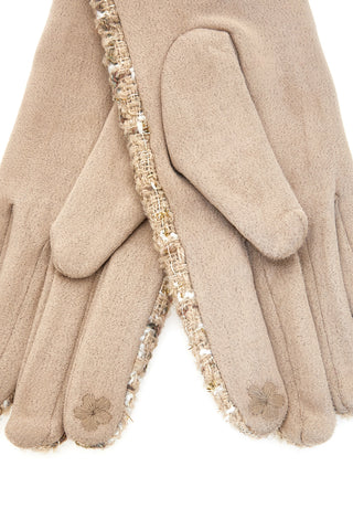 Beige Tweedhandschuhe mit Biagiotti LB25W907-20 Touchscreen