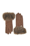 Biagiotti LB25W907-16 braune Handschuhe mit Pelzbesatz und Touchscreen