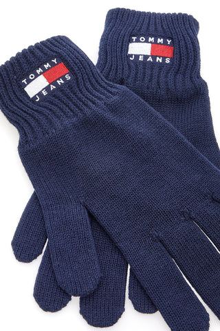 Guanti blu in maglia 100% cotone Tommy Jeans Heritage Gloves