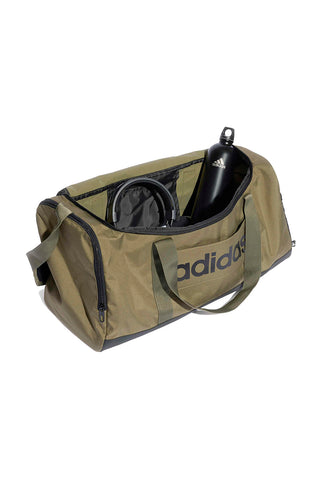Borsone verde con logo laterale Adidas Linear Duffel