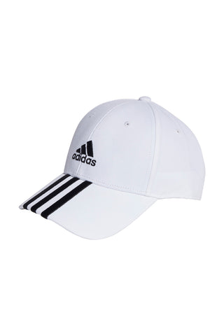 Weiße Kappe mit gebogenem Schirm Adidas Baseball 3S Cap