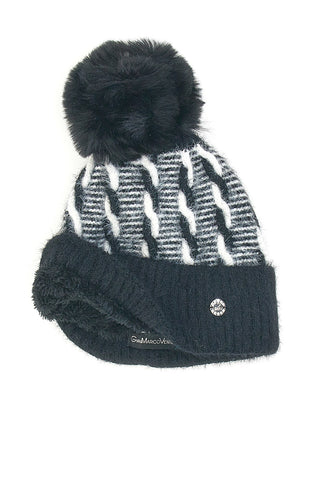 Berretto con pon-pon nero e bianco con interno foderato GIANMARCO VENTURI 61055