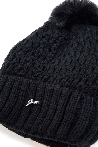 Schwarze Mütze mit warmem Innenbommel GianMarco Venturi CLASS 66303V