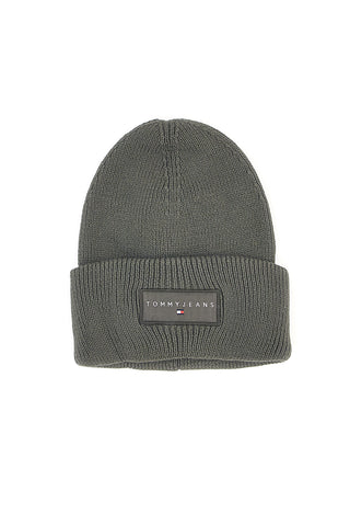 Cappello beanie verde in maglia con logo Tommy Jeans Linear Beanie