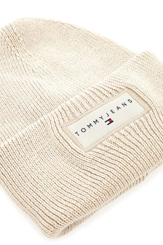 Tommy Jeans Linear Beanie Beige Strickmütze mit Logo