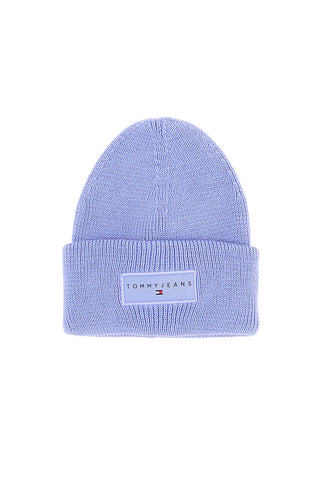 Cappello beanie lilla in maglia con logo Tommy Jeans Linear Beanie