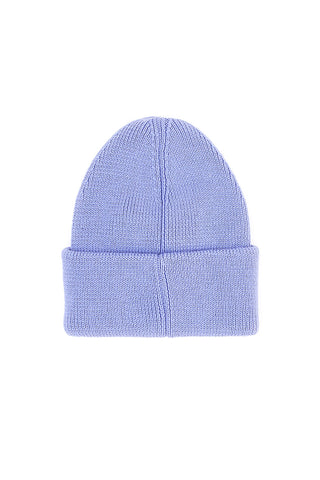 Tommy Jeans Linear Beanie aus lila Strick mit Logo