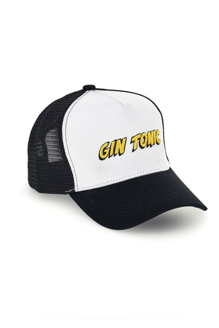 Cappellino Bianco e Nero con Rete e Scritta 
