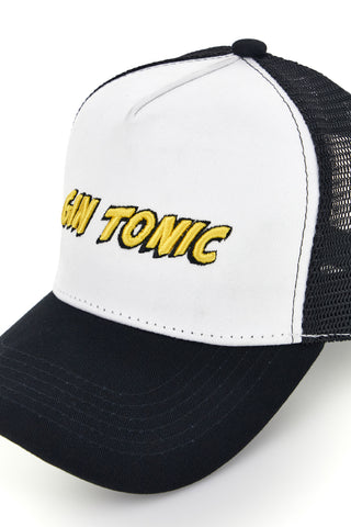 Cappellino Bianco e Nero con Rete e Scritta 