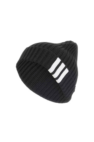 Berretto nero a coste con risvolto e 3 strisce Adidas S3 Beanie