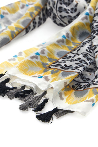 Schal mit Quasten Grau und Gelb GMV 2