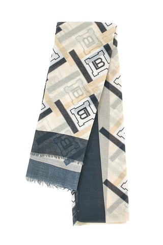 Beige-schwarzer Schal mit geometrischem Muster und Laura Biagiotti-Logo SCIARPA8