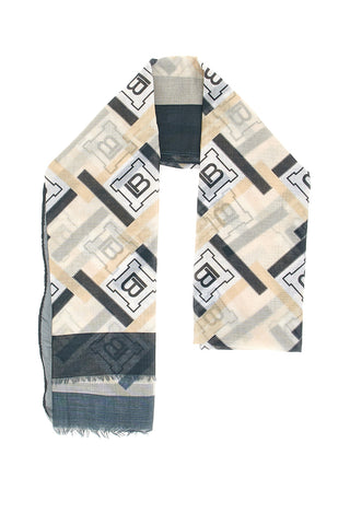 Beige-schwarzer Schal mit geometrischem Muster und Laura Biagiotti-Logo SCIARPA8