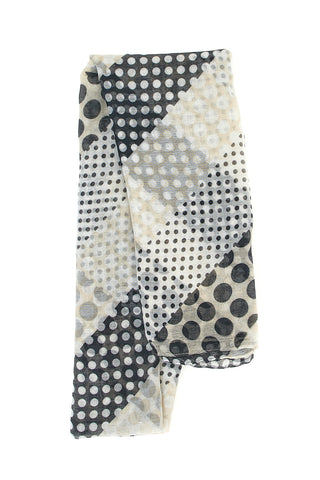 Foulard beige e nera con fantasia a pois in voile Coveri SCIAR/149K