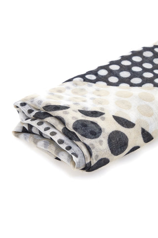 Foulard beige e nera con fantasia a pois in voile Coveri SCIAR/149K