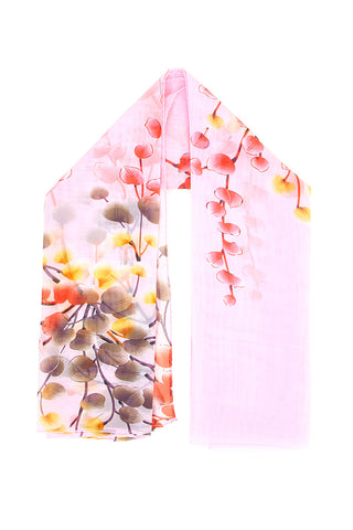 Foulard rosa con stampa rami floreali Coveri SCIAR/0994