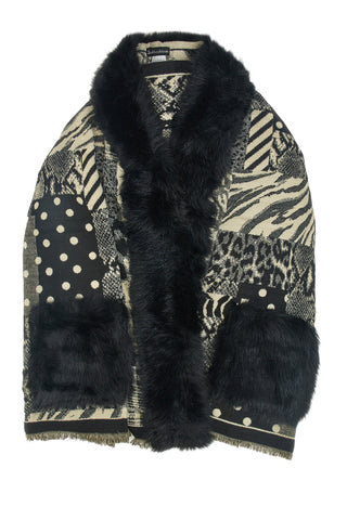 Mantella fantasia nera con inserti effetto pelliccia Gianmarco Venturi CLASS 63205