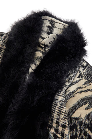 Schwarzer Cape mit Fellimitat-Einsätzen Gianmarco Venturi CLASS 63205