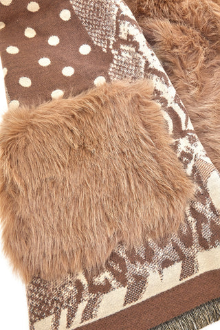 Brauner Mantel mit Felloptik-Einsätzen Gianmarco Venturi CLASS 63205