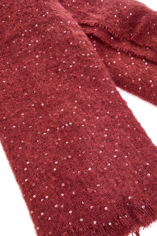 Warmer und weicher burgunderroter Schal mit Pailletten Gianmarco Venturi CLASS 65471