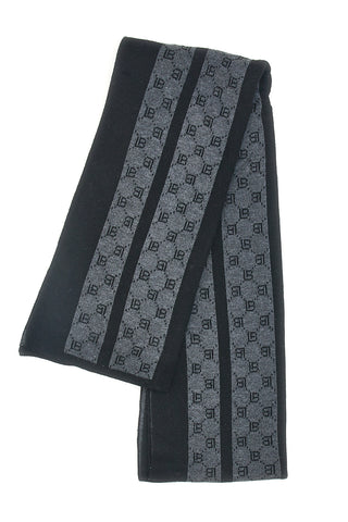 Biagiotti LB25W262-20 warmer schwarzer Schal mit gestreiftem Logo