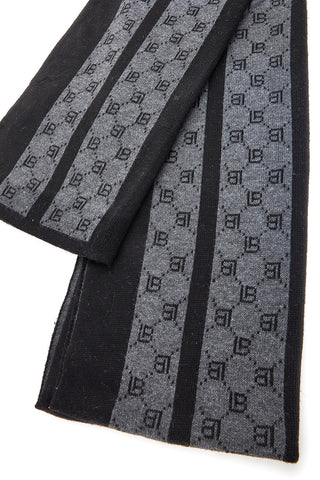 Sciarpa nera con motivo logato a righe calda Biagiotti LB25W262-20