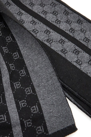 Sciarpa nera con motivo logato a righe calda Biagiotti LB25W262-20