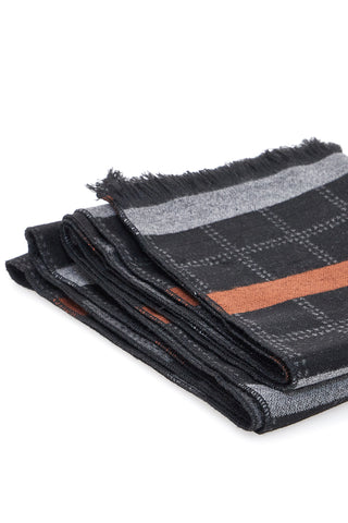 Sciarpa in viscosa nera a quadri con righe RONCATO 46,003,06