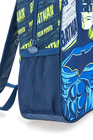 Blauer Rucksack mit Batman-Prägedruck