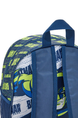 Blauer Rucksack mit Batman-Prägedruck