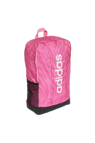Pinkfarbener Rucksack mit Tiermuster und vertikalem Logo Adidas LIN G BPK W