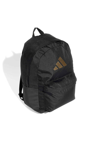 Adidas IS7048 Schwarzer Rucksack mit goldenem Logo und Laptopfach