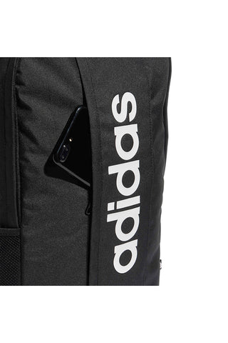 Schwarzer Adidas Linear Rucksack mit vertikalem Muster